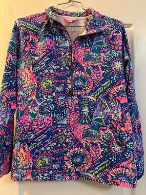 Lilly Pulitzer Navy Multicolor Half-Zip Pullover